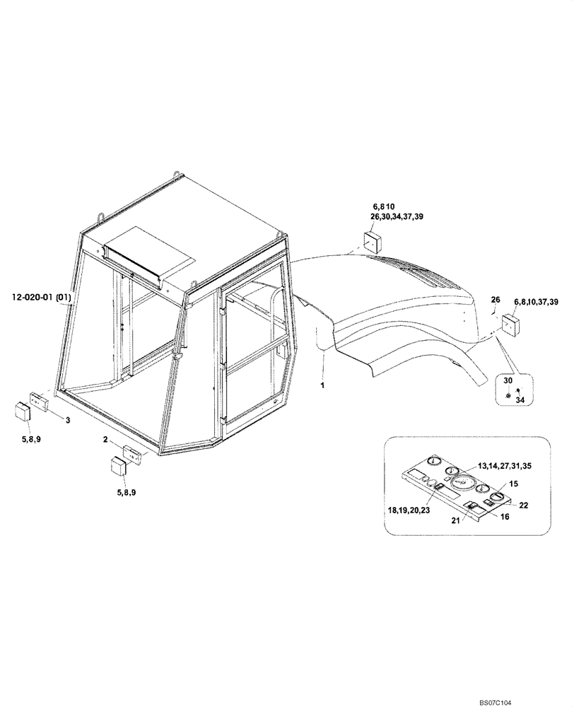 Схема запчастей Case SV208 - (04-001-07[01]) - LAMPS, INDICATOR (GROUP 412) (ND109535) (04) - ELECTRICAL SYSTEMS