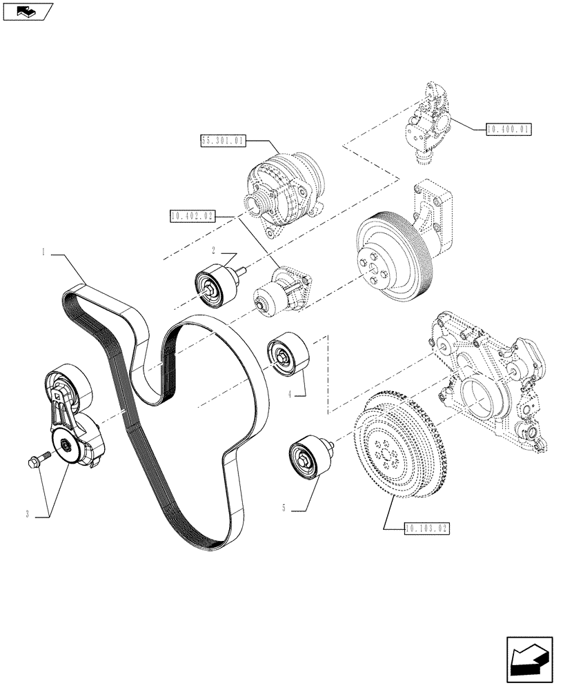 Схема запчастей Case F4HFE613R A003 - (10.402.03) - WATER PUMP - CONTROL (504081254) ENGINE COMPONENTS