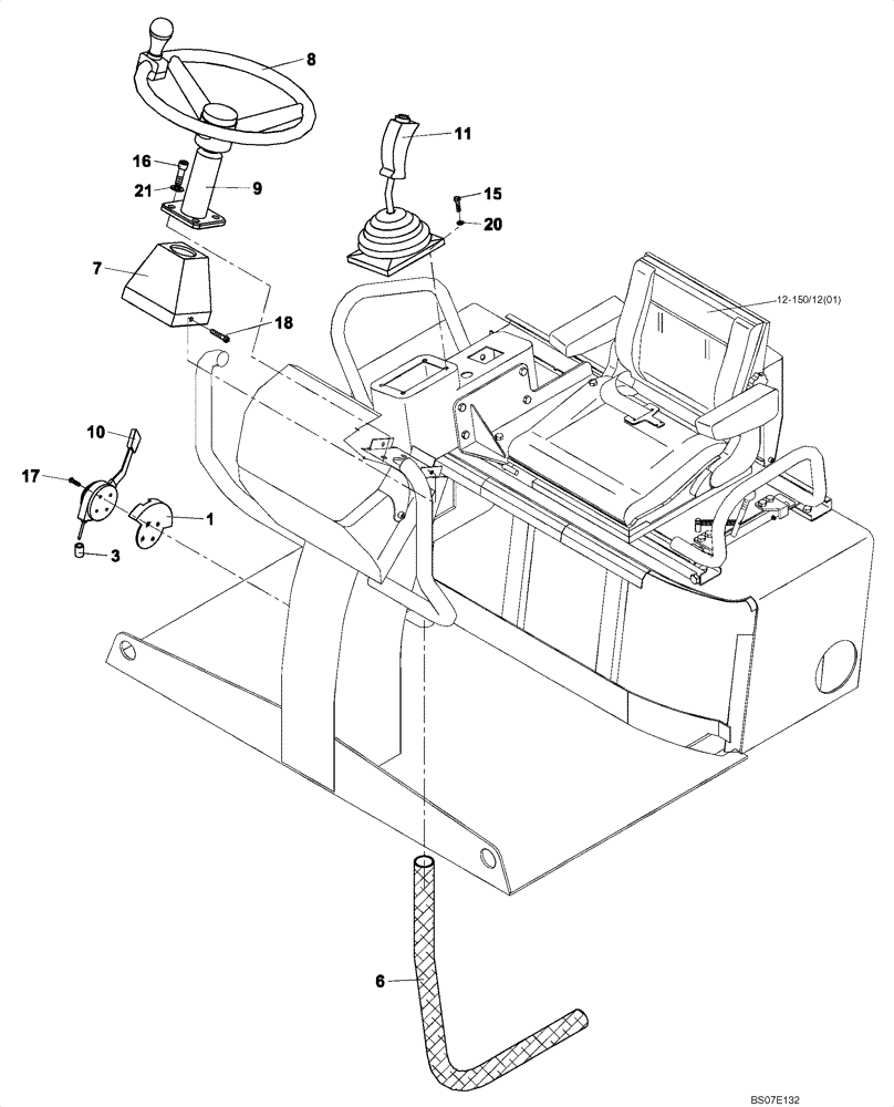 Схема запчастей Case DV201 - (12-185/124[01]) - OPERATORS COMPARTMENT CONTROLS (GROUP 185/124) (09) - CHASSIS/ATTACHMENTS