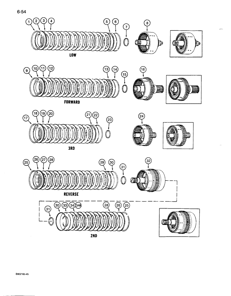 Схема запчастей Case 1086B - (6-054) - TRANSMISSION, CLUTCHES (06) - POWER TRAIN