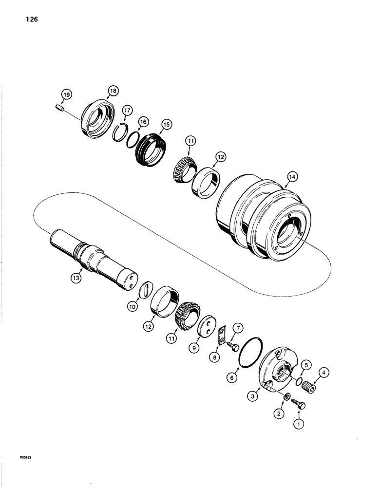 Схема запчастей Case 1280B - (126) - TRACK CARRIER ROLLER (11) - TRACKS/STEERING