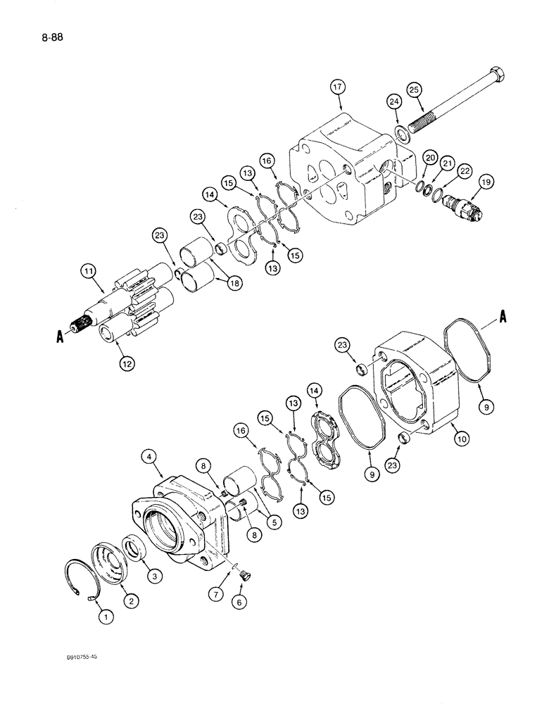 Схема запчастей Case 1086B - (8-088) - SWING HYDRAULIC MOTOR (08) - HYDRAULICS