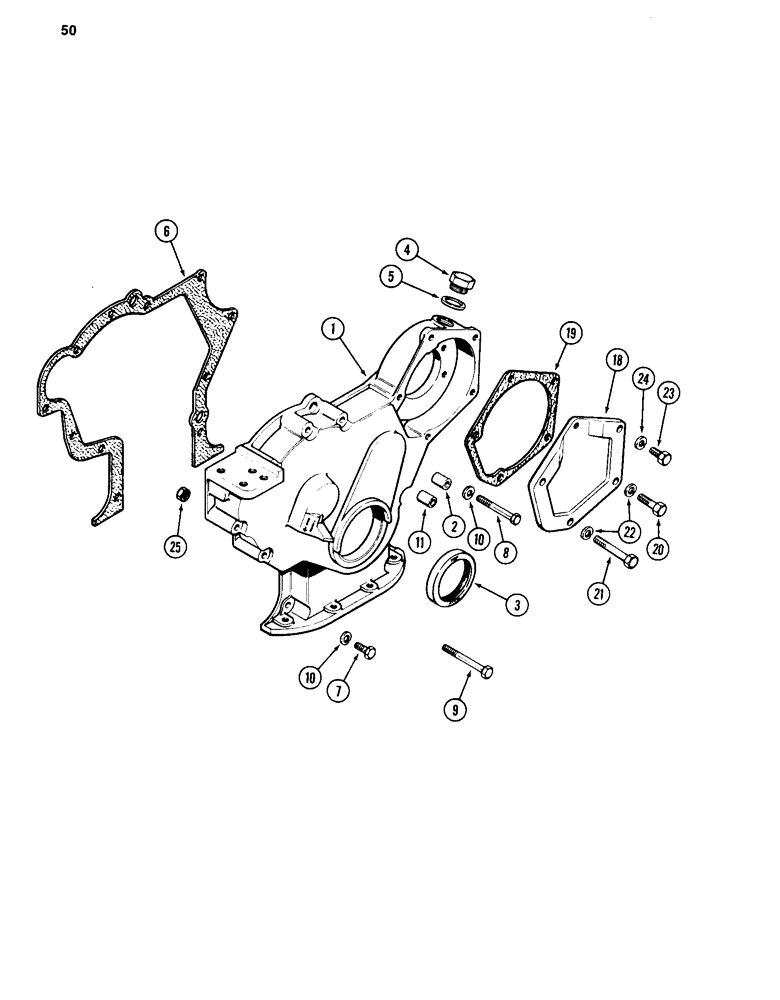 Схема запчастей Case 880C - (050) - TIMING GEAR COVER, 504BD DIESEL ENGINE (01) - ENGINE