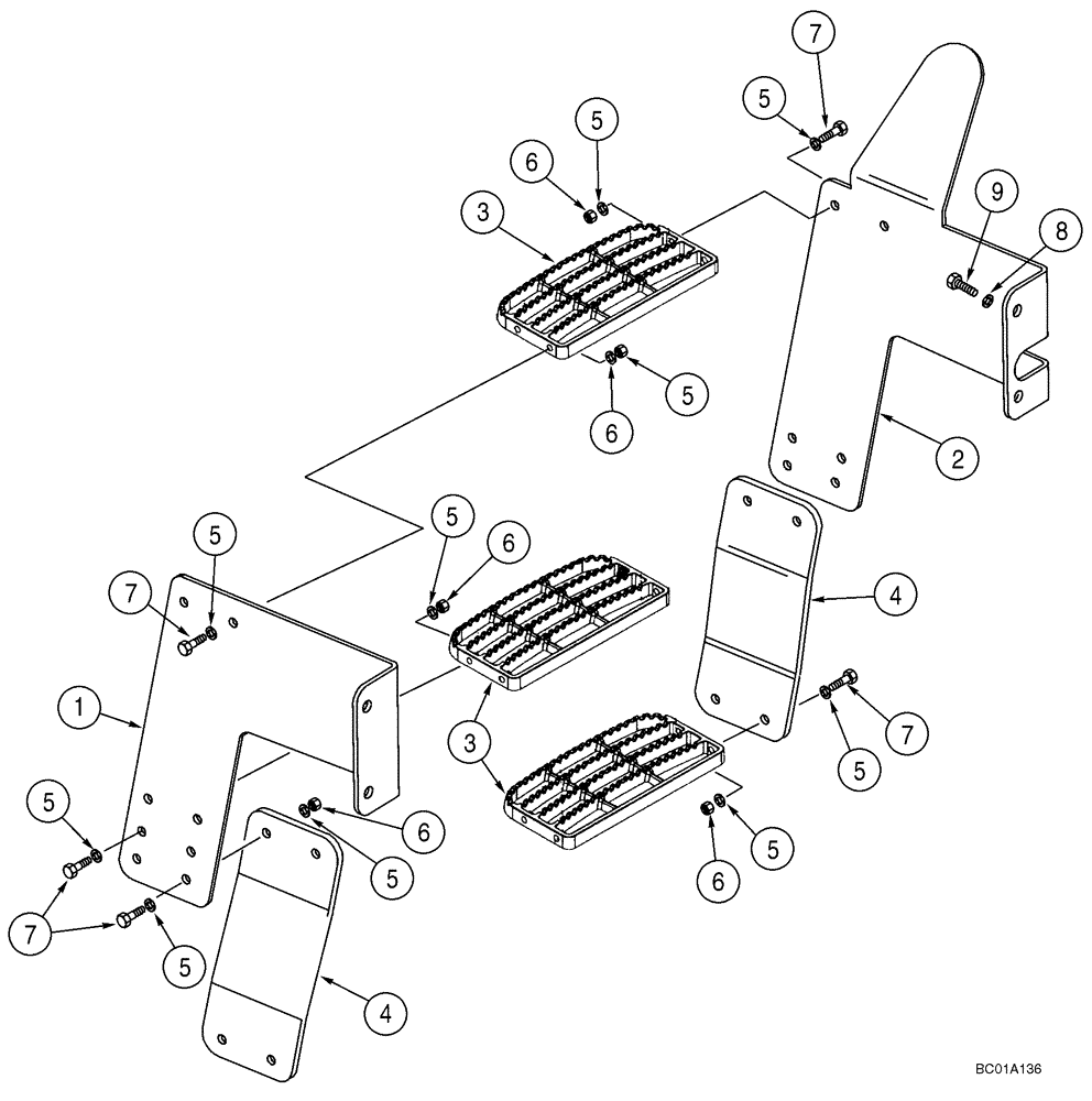 Схема запчастей Case 621D - (09-24) - FENDERS, REAR - STEPS (09) - CHASSIS