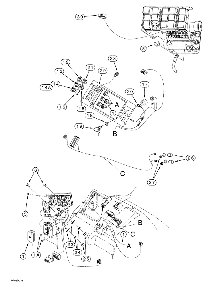 Схема запчастей Case 580SL - (4-020) - SIDE CONSOLE INSTRUMENT HARNESS AND CONNECTIONS (04) - ELECTRICAL SYSTEMS