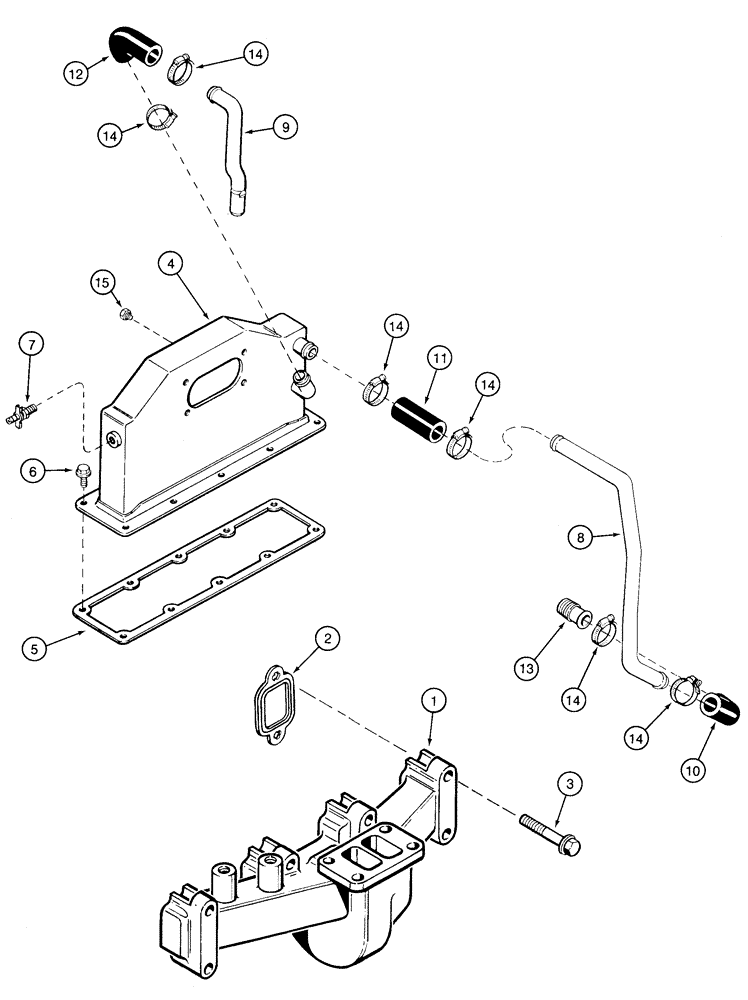 Схема запчастей Case 9020 - (2-16) - MANIFOLDS, 4TA-390 ENGINE, EXHAUST MANIFOLD, INTAKE AFTERCOOLER (02) - ENGINE