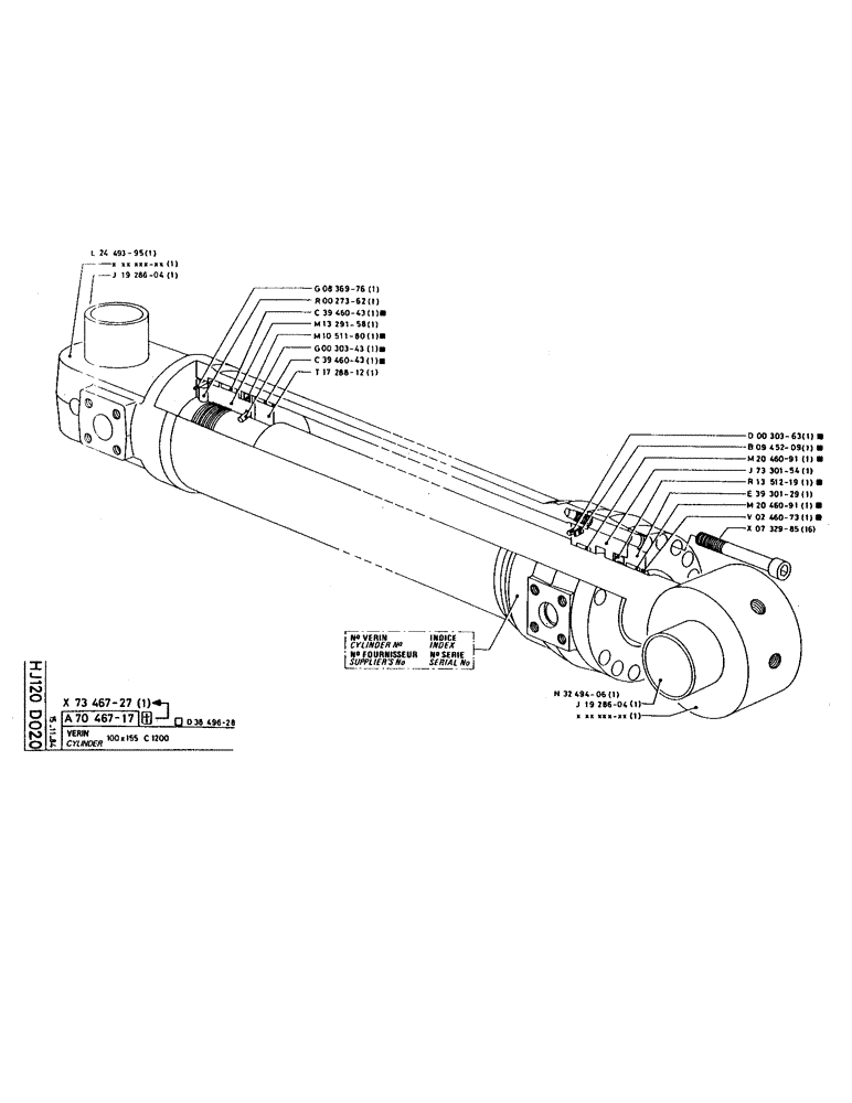 Схема запчастей Case 220 - (165) - CYLINDER (07) - HYDRAULIC SYSTEM