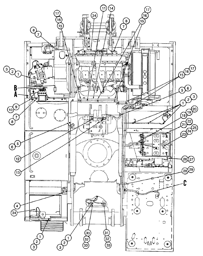 Схема запчастей Case 9050B - (4-002) - ELECTRICAL PARTS OUTSIDE CAB (04) - ELECTRICAL SYSTEMS