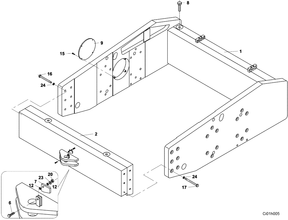 Схема запчастей Case SV228 - (12-005-00[01]) - CHASSIS - DRUM (12) - Chassis/Attachments