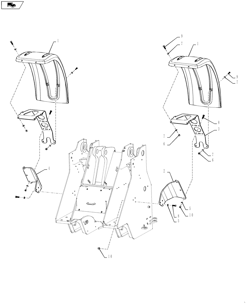 Схема запчастей Case 1121F - (90.116.01) - FRONT FENDER STANDARD (90) - PLATFORM, CAB, BODYWORK AND DECALS