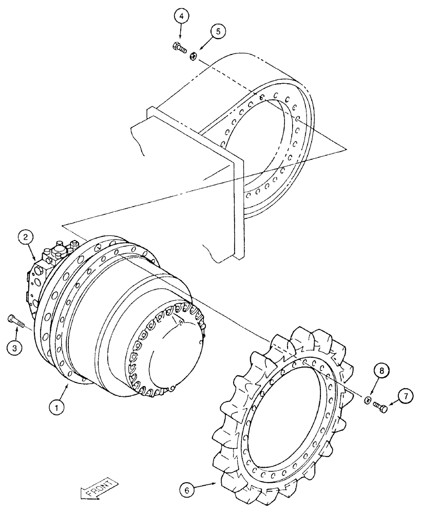 Схема запчастей Case 9050B - (6-002) - FINAL DRIVE TRANSMISSION AND TRACK DRIVE MOTOR, MODELS WITHOUT TIMBER KING (06) - POWER TRAIN