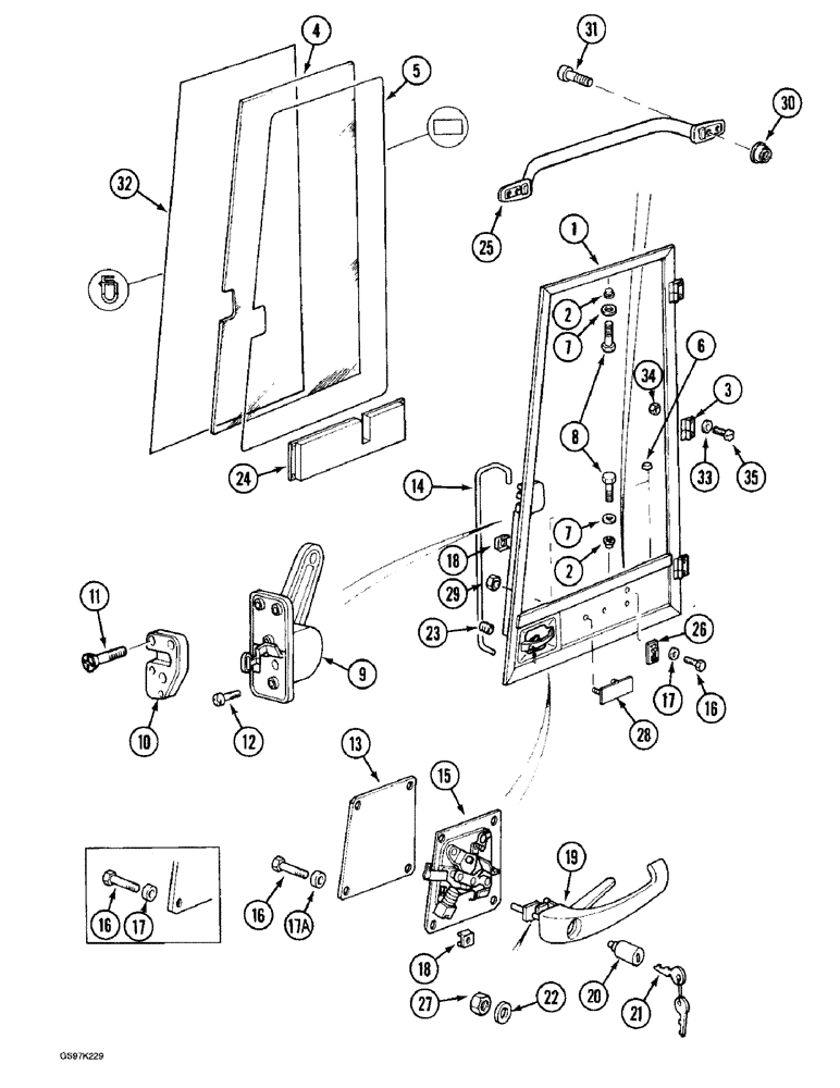 Схема запчастей Case 888 - (9E-12) - CAB DOOR (09) - CHASSIS