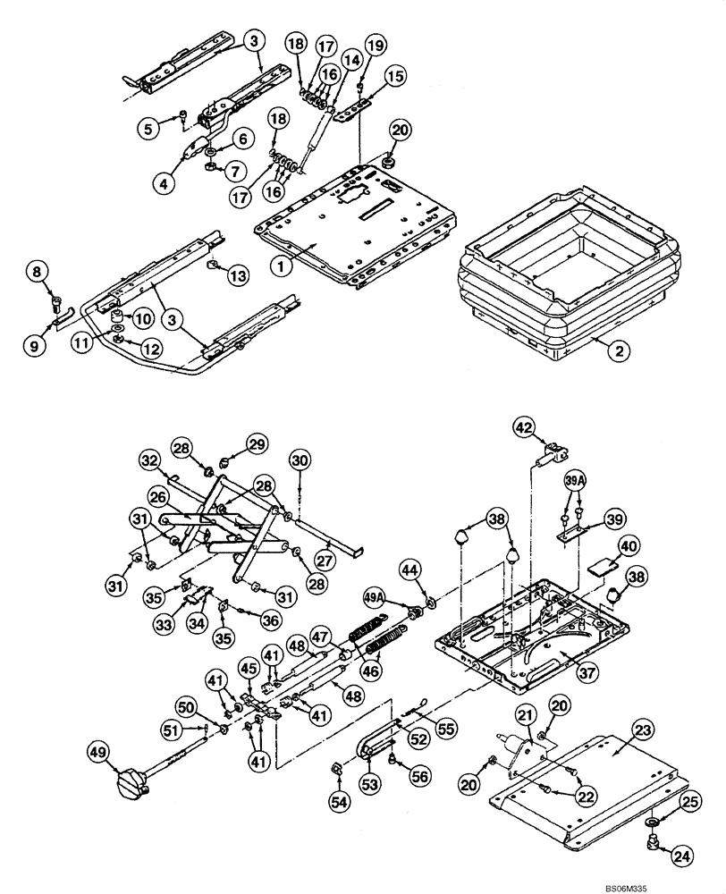 Схема запчастей Case 845 - (09.57[00]) - SEAT ASSY - SUPENSION ASSY (09) - CHASSIS