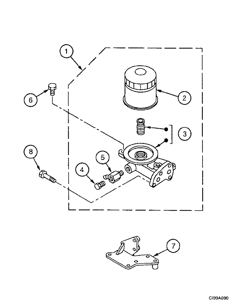 Схема запчастей Case 9007B - (2-26) - OIL FILTER (02) - ENGINE