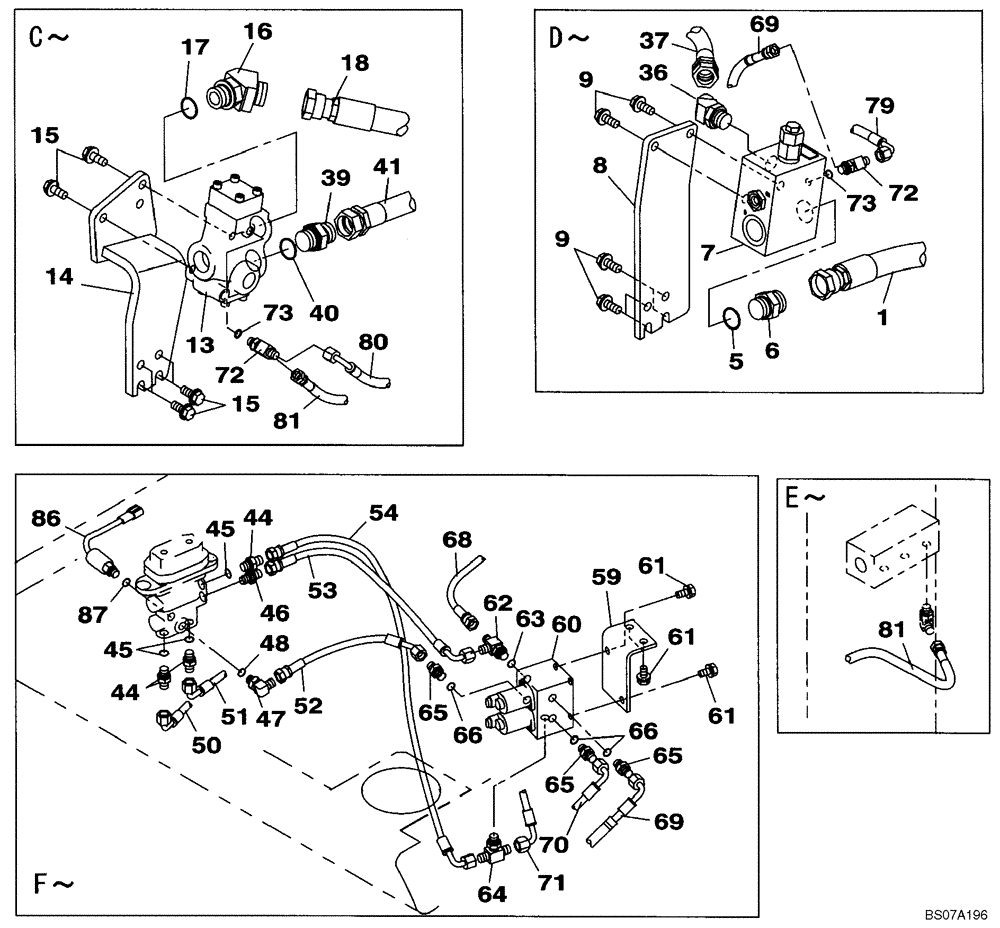 Схема запчастей Case CX160B - (08-34) - HYDRAULICS, AUXILIARY - MULTI-PURPOSE + 3 WAY VALVE, PEDAL ACTIVATED (08) - HYDRAULICS