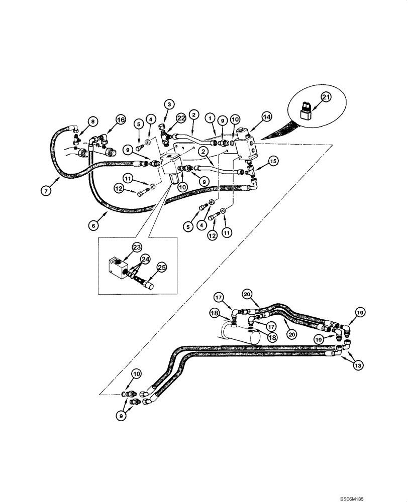 Схема запчастей Case 845 - (08.10[00]) - BLADE HYDRAULIC CIRCUIT - LOCK (3 HOLES) (08) - HYDRAULICS