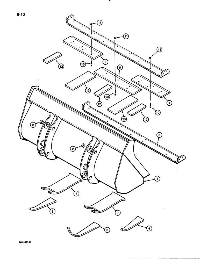 Схема запчастей Case W30 - (9-10) - LOADER BUCKETS WITH 5/8" HARDWARE FOR CUTTING EDGE AND TEETH (09) - CHASSIS/ATTACHMENTS