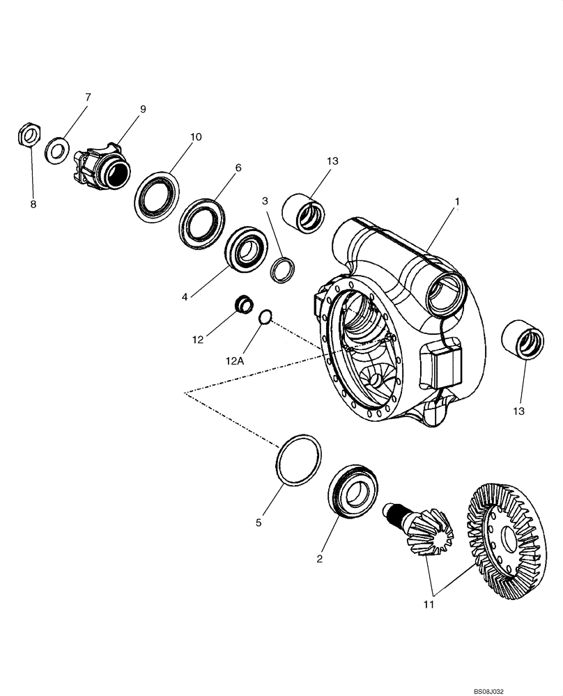 Схема запчастей Case 721E - (06-48A) - AXLE, REAR - DIFFERENTIAL CARRIER - P.I.N. N8F203816 AND AFTER (06) - POWER TRAIN