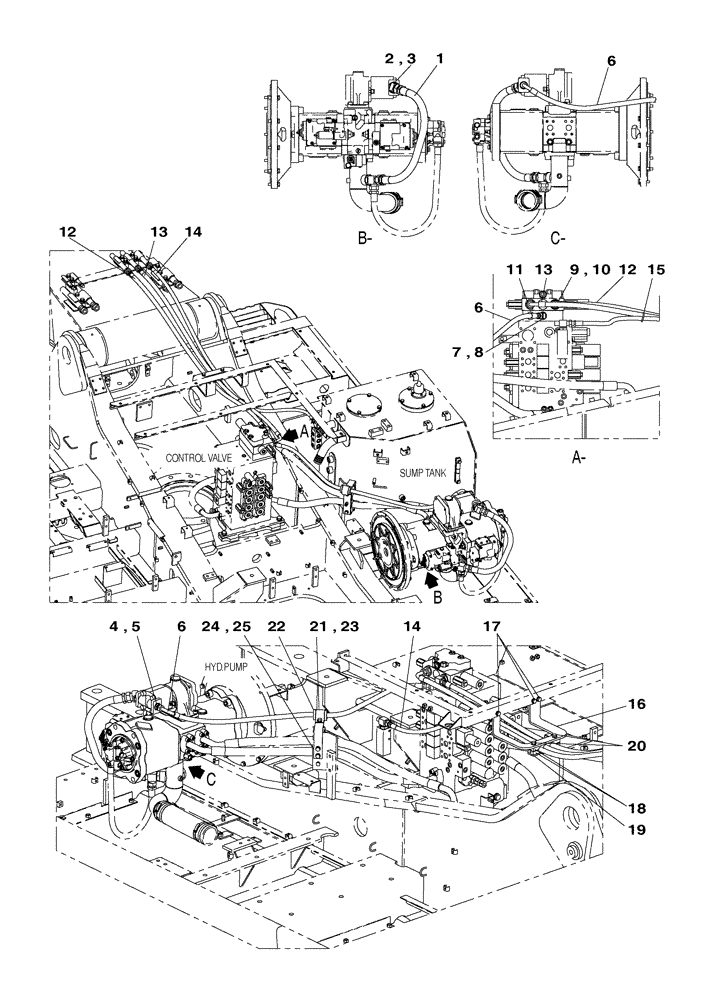 Схема запчастей Case CX350C - (08-030[01]) - HYDRAULIC CIRCUIT - SMALL FLOW (08) - HYDRAULICS