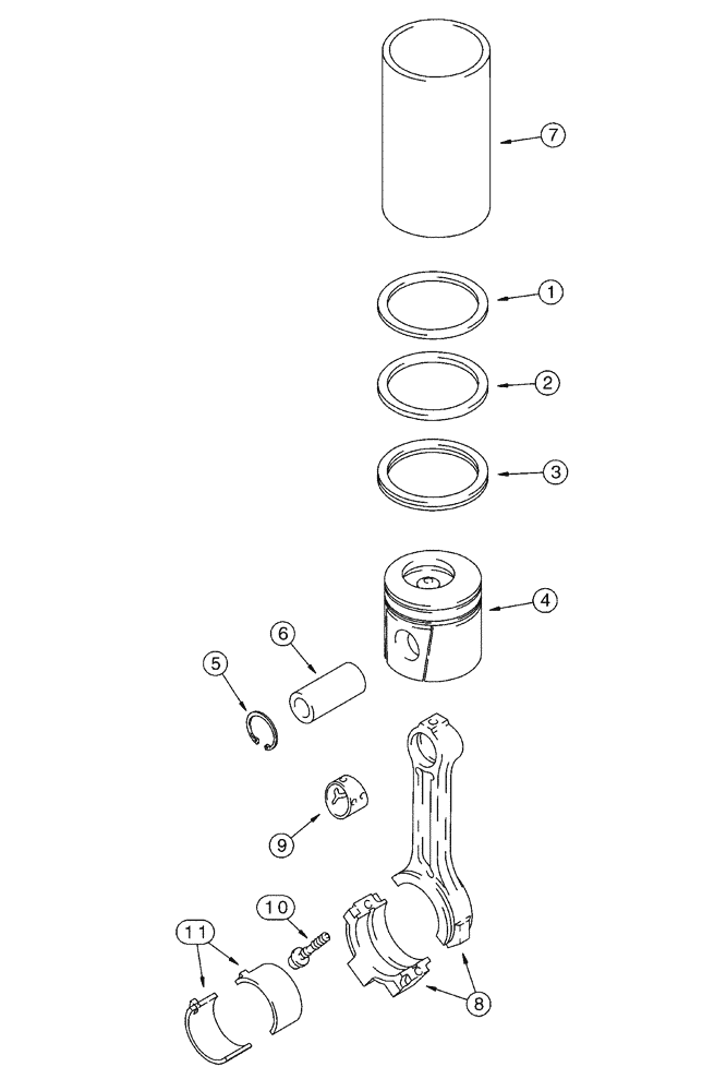 Схема запчастей Case 550H - (2-27) - PISTONS, CONNECTING RODS, 4T-390 EMISSIONS CERTIFIED ENGINE, CONNECTING ROD (02) - ENGINE