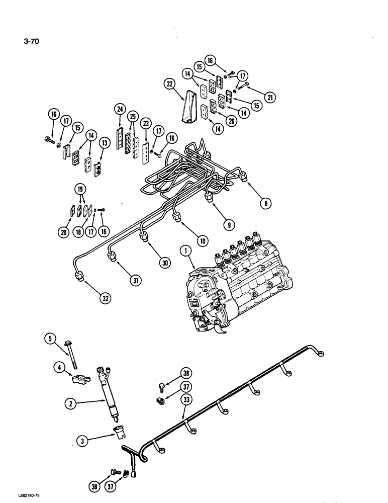 Схема запчастей Case W36 - (3-70) - FUEL INJECTION SYSTEM, 6TA-830 ENGINE (03) - FUEL SYSTEM