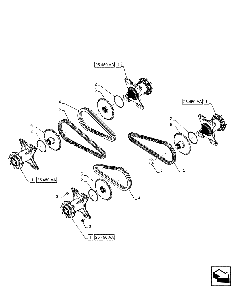 Схема запчастей Case SR200 - (25.450.AC) - POWER TRAIN (SR200) (25) - FRONT AXLE SYSTEM