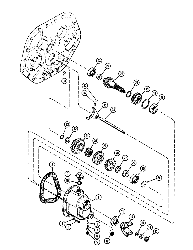 Схема запчастей Case 750 - (076) - MECHANICAL RANGE SHIFT, USED PRIOR TO TRANS. SER. NO. 2129206 (03) - TRANSMISSION