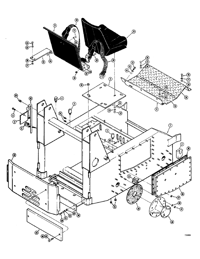 Схема запчастей Case 1530 - (058) - MAIN FRAME AND RELATED PARTS, USED SERIAL NO. 9820600 AND AFTER (09) - CHASSIS/ATTACHMENTS