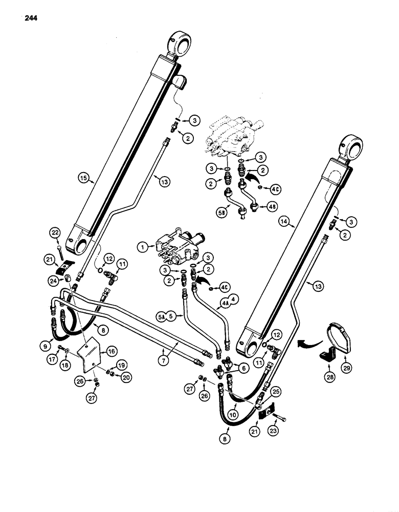 Схема запчастей Case 480D - (244) - LOADER LIFT CYLINDER HYDRAULIC CIRCUIT (35) - HYDRAULIC SYSTEMS