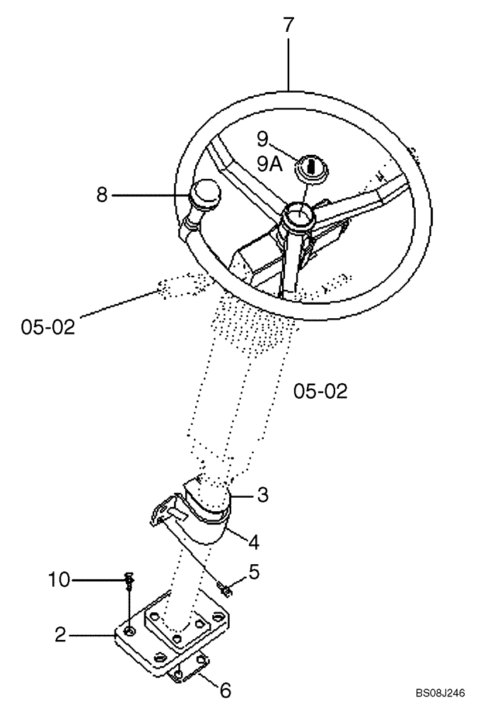 Схема запчастей Case 1221E - (05-01[01]) - STEERING COLUMN (87700458) (05) - STEERING