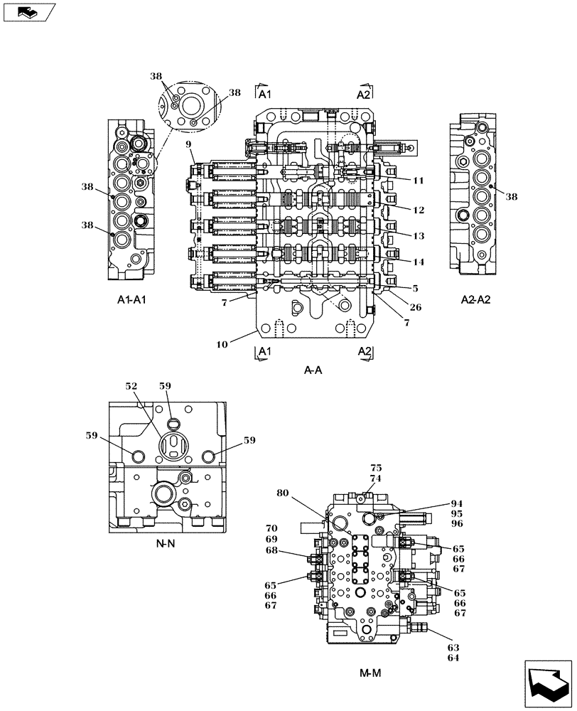 Схема запчастей Case CX235C SR - (35.359.03[02]) - CONTROL VALVE (35) - HYDRAULIC SYSTEMS