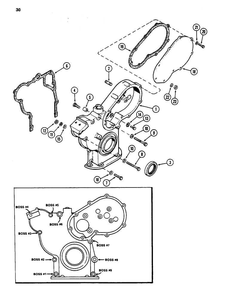 Схема запчастей Case 480LL - (030) - TIMING GEAR COVER, 188 DIESEL ENGINE (10) - ENGINE