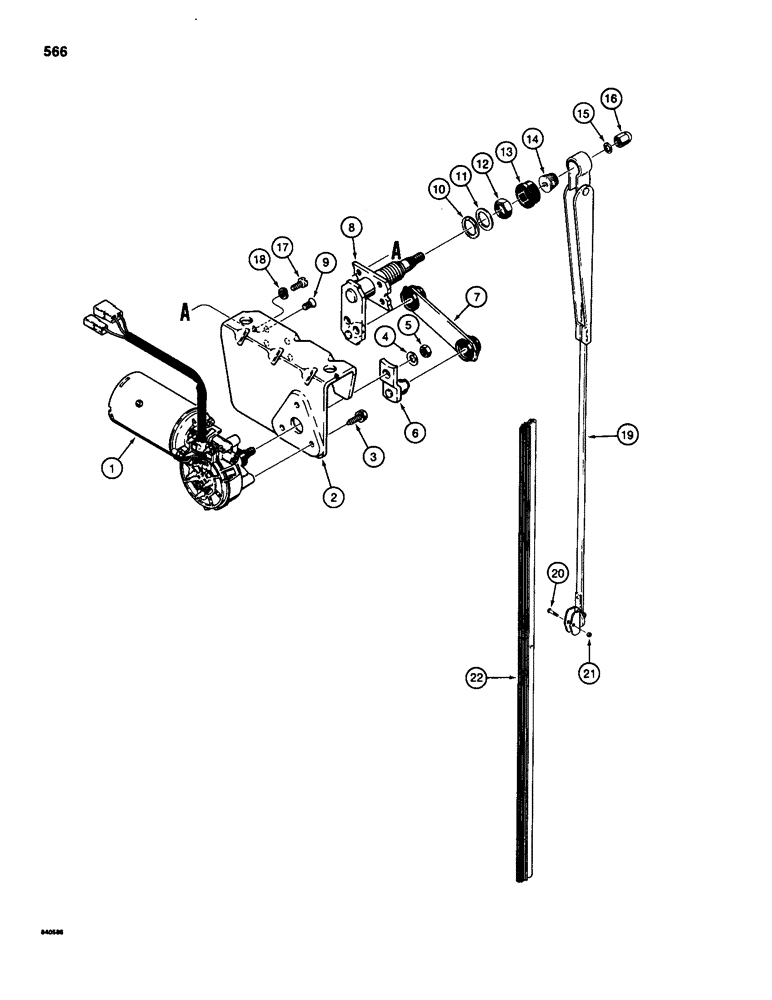 Схема запчастей Case 580D - (566) - CAB FRONT WINDSHIELD WIPER, ROBERT BOSCH PARTS (09) - CHASSIS/ATTACHMENTS