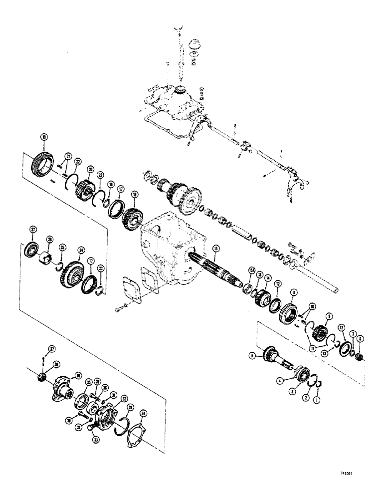 Схема запчастей Case 680CK - (080) - TRANSMISSION, MAIN SHAFT AND GEARS (21) - TRANSMISSION