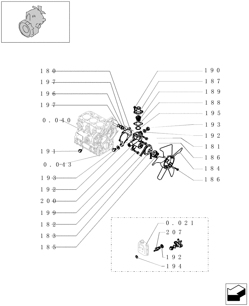 Схема запчастей Case CX16B - (0.323[01]) - ENGINE COOLING SYSTEM (10) - ENGINE