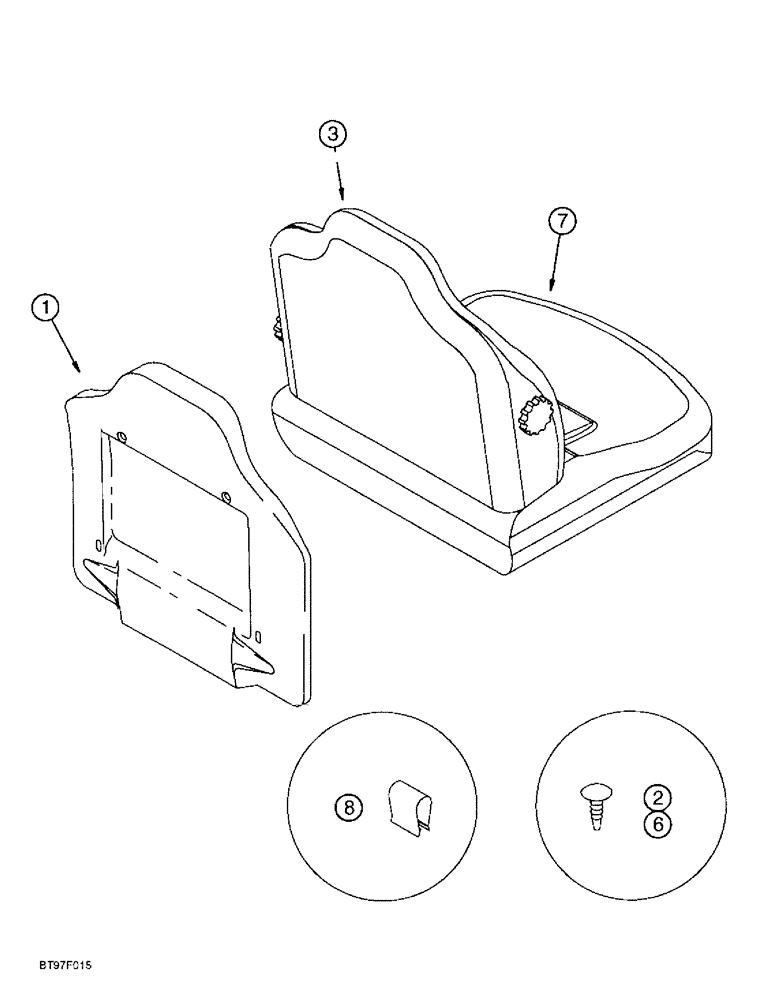 Схема запчастей Case 1838 - (9-23A) - DELUXE OPERATORS SEAT, CUSHIONS AND BACKREST (09) - CHASSIS/ATTACHMENTS