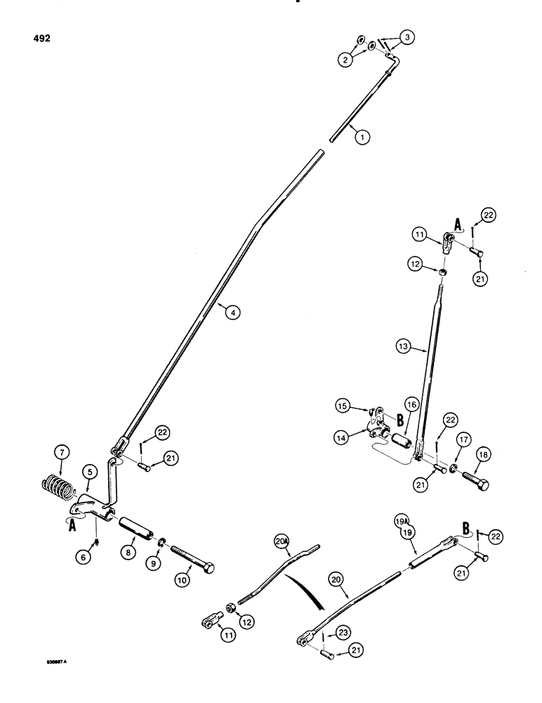 Схема запчастей Case 580E - (492) - LOADER ANTIROLLBACK CONTROL (09) - CHASSIS/ATTACHMENTS