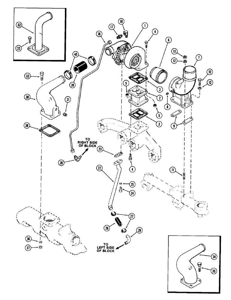 Схема запчастей Case 780 - (036) - TURBOCHARGER SYSTEM, 336BDT DIESEL ENGINE (02) - ENGINE