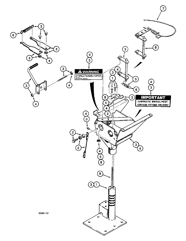 Схема запчастей Case 590SL - (9-69) - STANDARD SEAT SUPPORT AND PEDESTAL (09) - CHASSIS/ATTACHMENTS