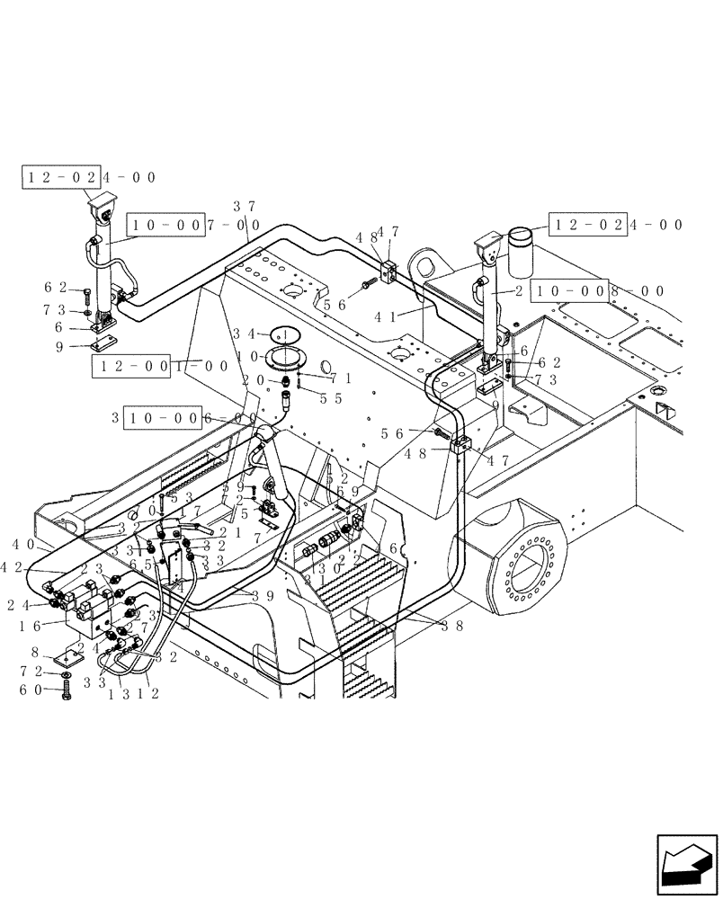 Схема запчастей Case SV216 - (10-005-01[01]) - HYDRAULIC CIRCUIT- OPERATORS COMPARTMENT TILTING CONTROL AND ENGINE HOOD - IF USED (08) - HYDRAULICS