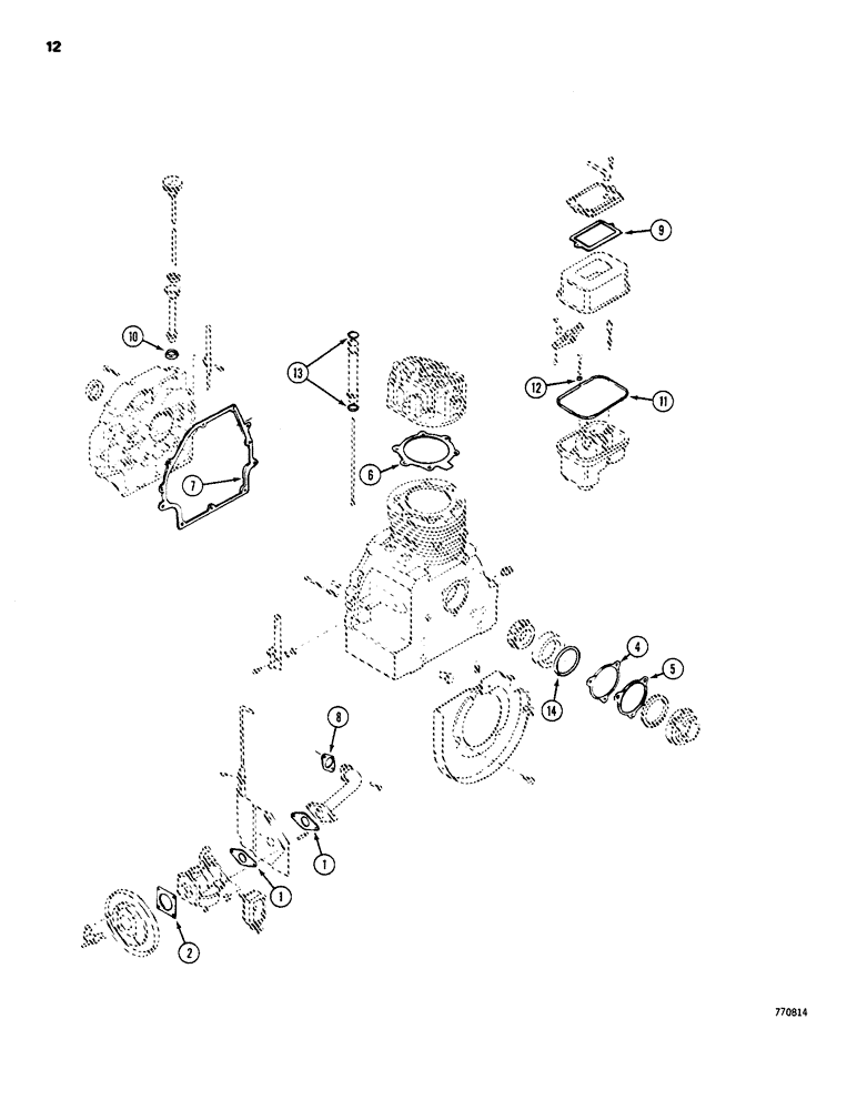 Схема запчастей Case 1816B - (12) - ENGINE GASKET KIT (10) - ENGINE