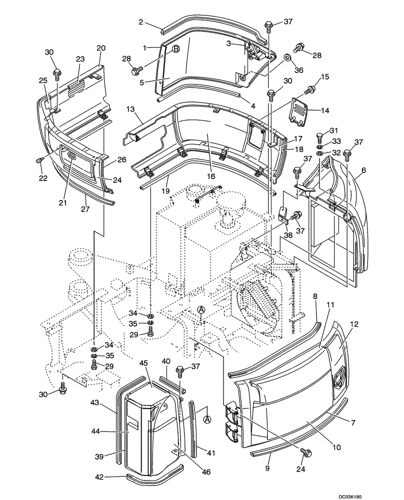 Схема запчастей Case CX47 - (09-10[00]) - COVER - PANELS, CAB (09) - CHASSIS/ATTACHMENTS