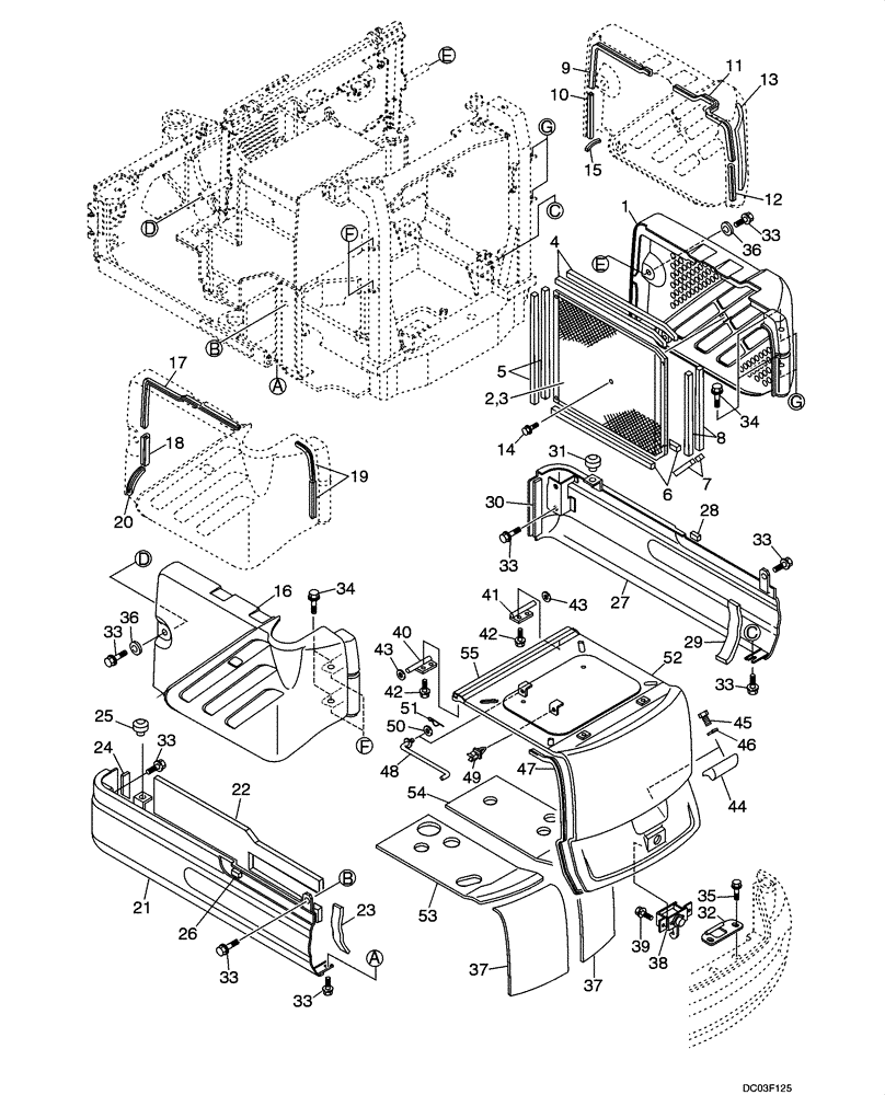 Схема запчастей Case CX14 - (09-08[00]) - COVER - PANELS (09) - CHASSIS/ATTACHMENTS