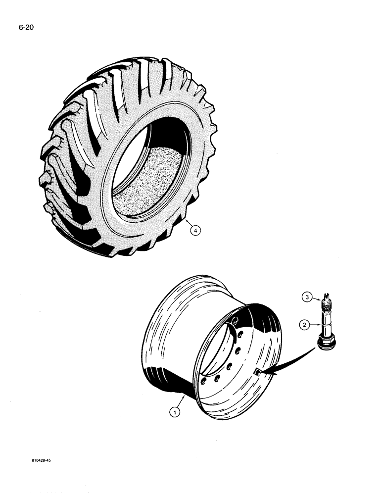 Схема запчастей Case 780D - (6-20) - REAR WHEELS AND TIRES, FOR 21L X 24 - 12 PLY TIRES 2WD MODELS (06) - POWER TRAIN