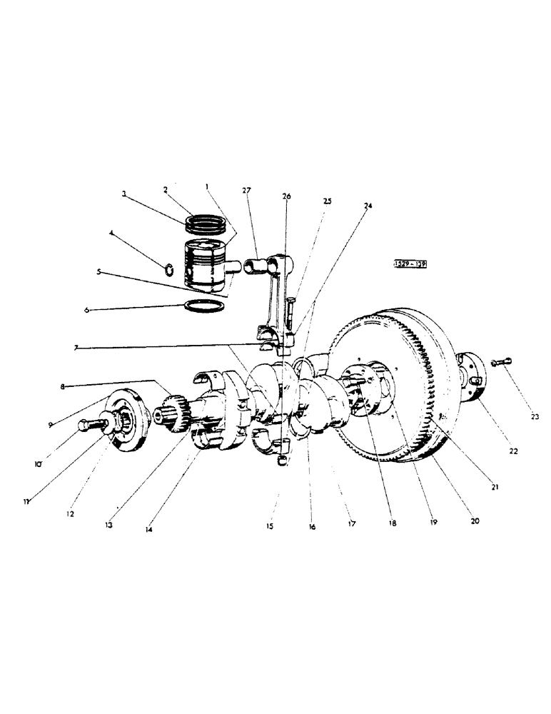 Схема запчастей Case 1529 - (044) - PISTONS AND CRANKSHAFT (10) - ENGINE