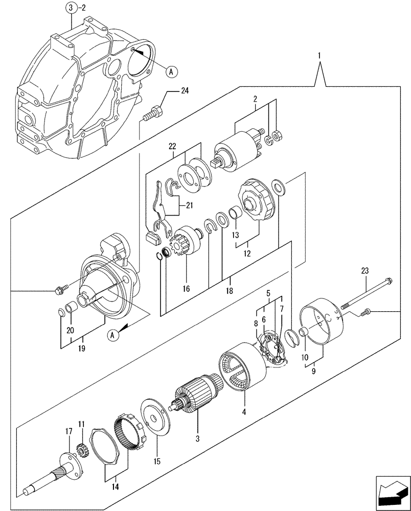 Схема запчастей Case CX36B - (08-015[00]) - STARTING MOTOR (55) - ELECTRICAL SYSTEMS