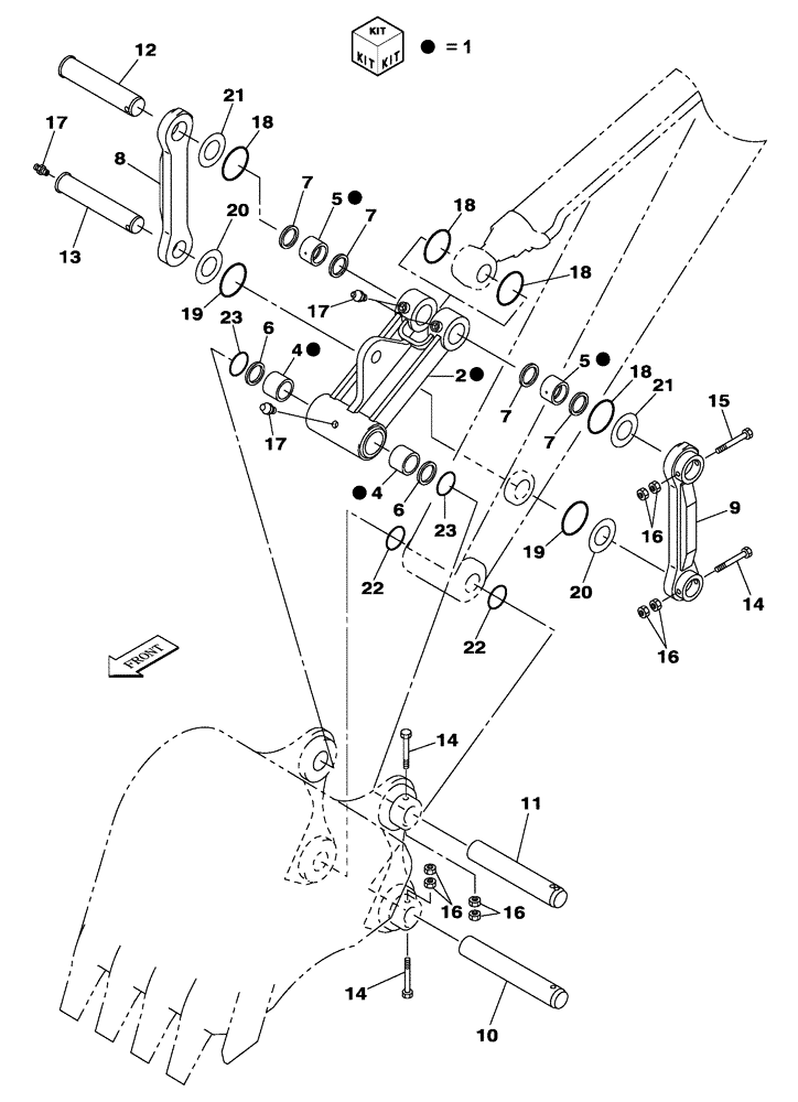 Схема запчастей Case CX350C - (09-049[00]) - BUCKET CONTROL (09) - CHASSIS/ATTACHMENTS