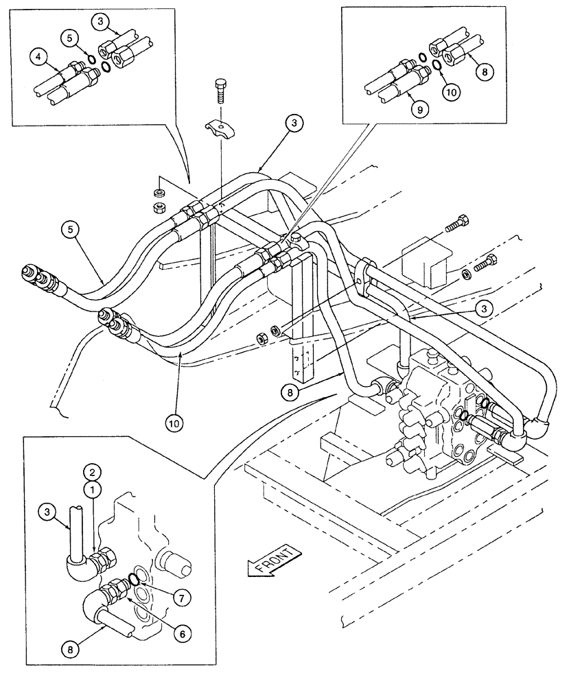 Схема запчастей Case 9020 - (8-088) - BUCKET SUPPLY LINES (08) - HYDRAULICS