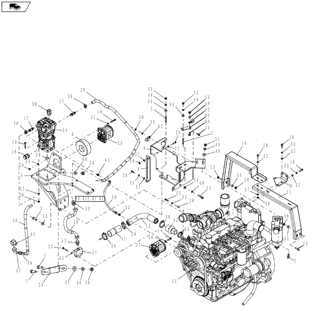 Схема запчастей Case PT240 - (10.012.01[01]) - ENGINE, MOUNTING - BSN NFNTN2769 (10) - ENGINE