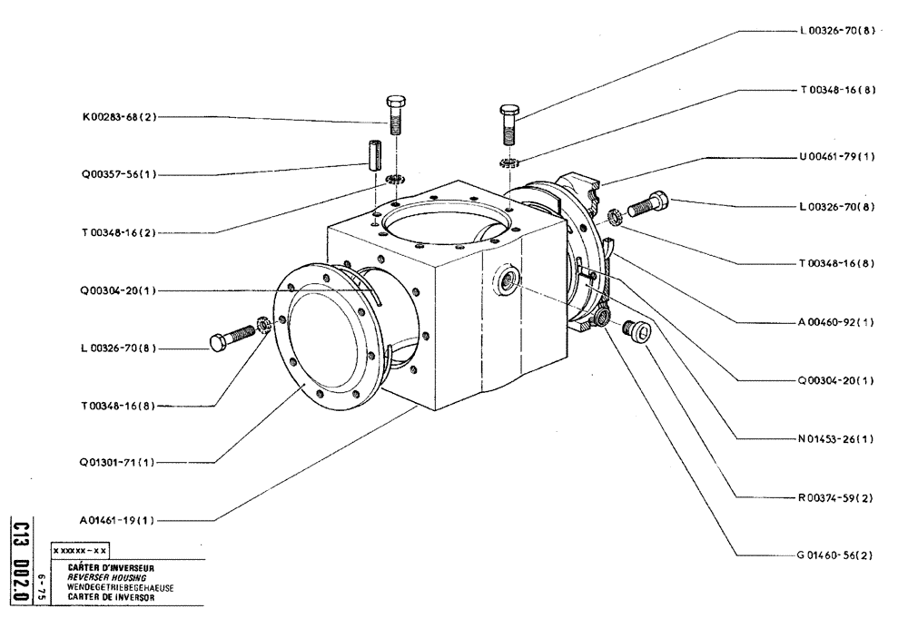 Схема запчастей Case TY45 - (C13 D02.0) - REVERSER HOUSING (04) - UNDERCARRIAGE